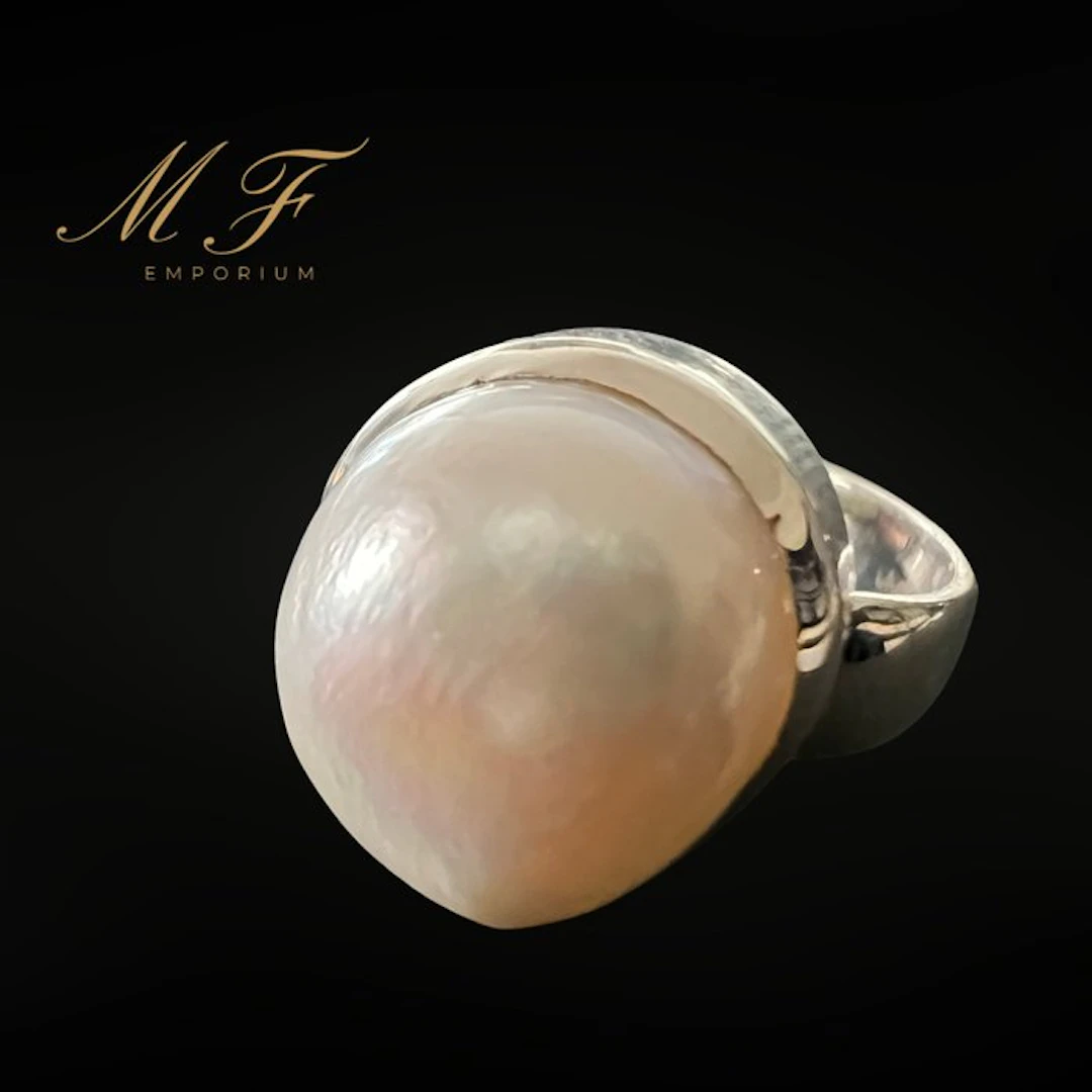 Premium - Finest quality freshwater pearl ring - set in...
