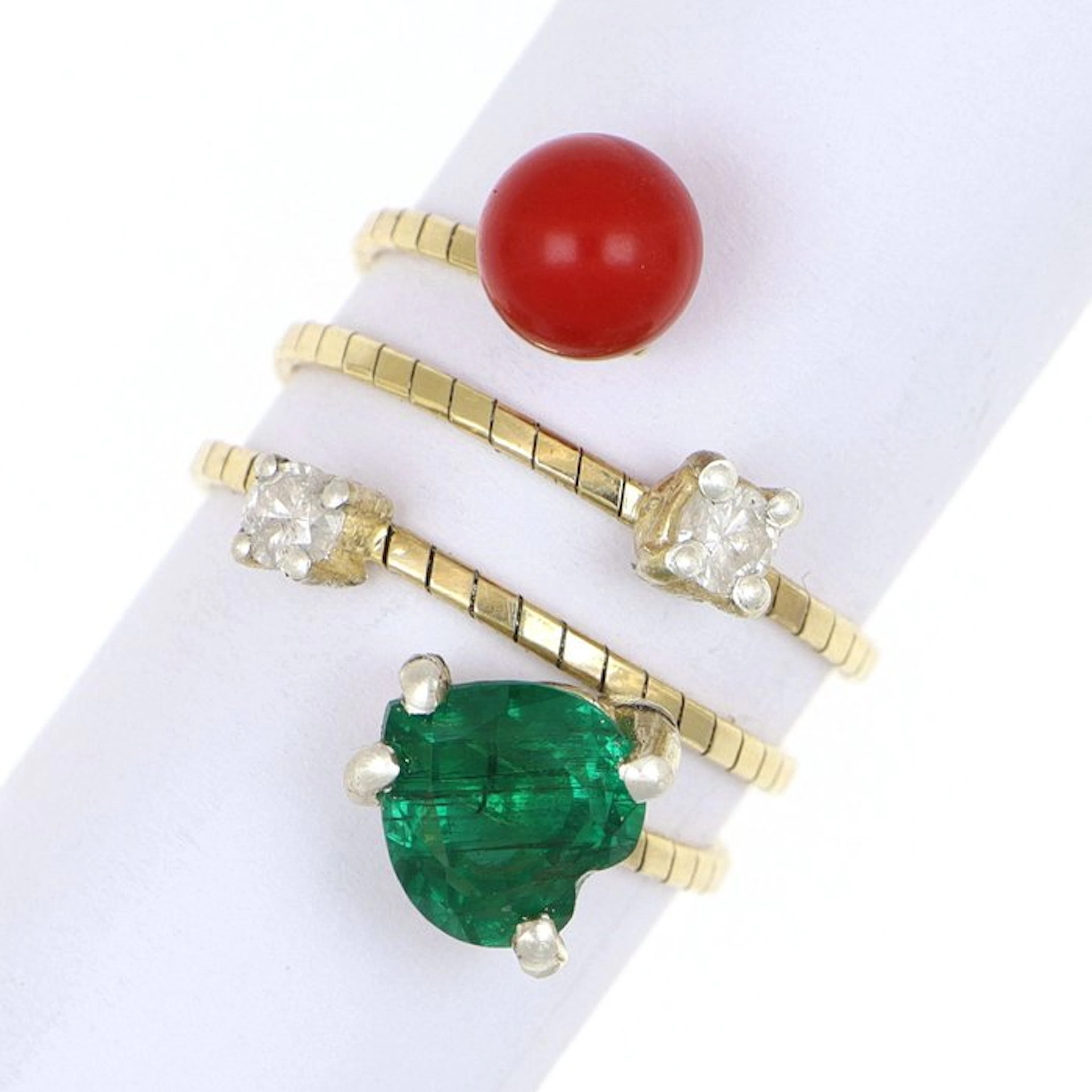 No reserve price - Ring - 18 kt. Yellow gold Emerald - Diamond