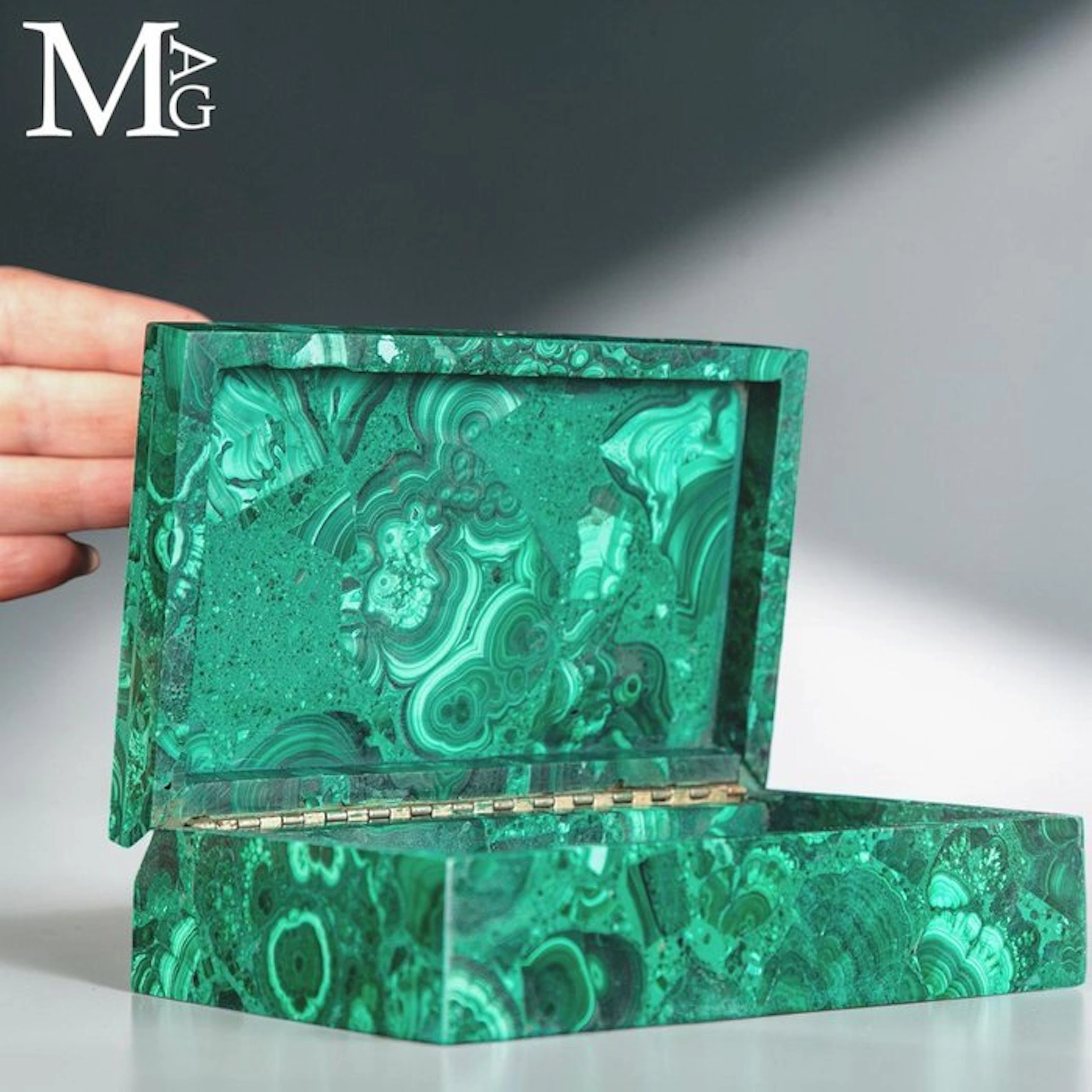 Finely Carved Congo Malachite Box - AAA Quality - Luxury...