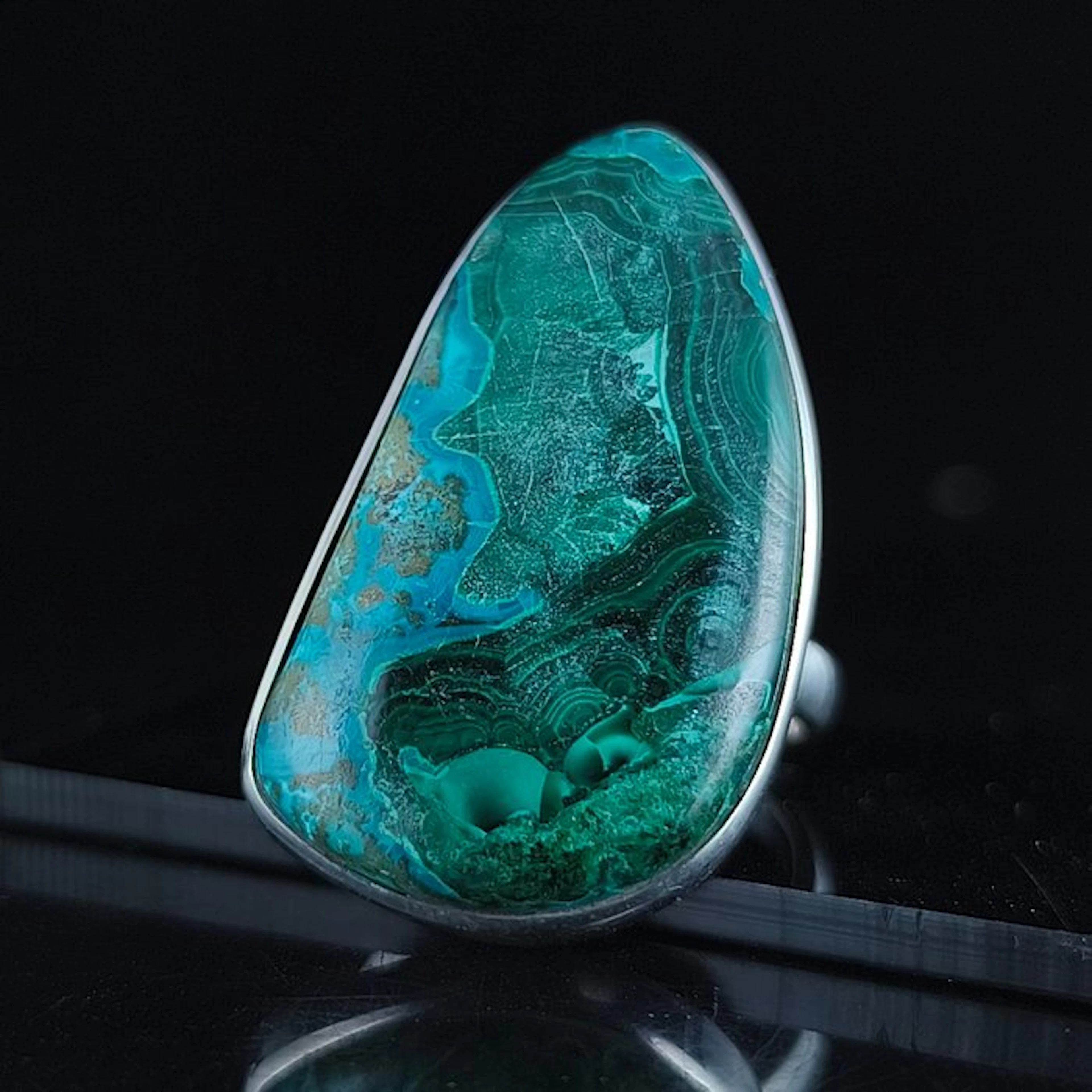 Chrysocolla Sterling silver ring- 7.05 g - (1)