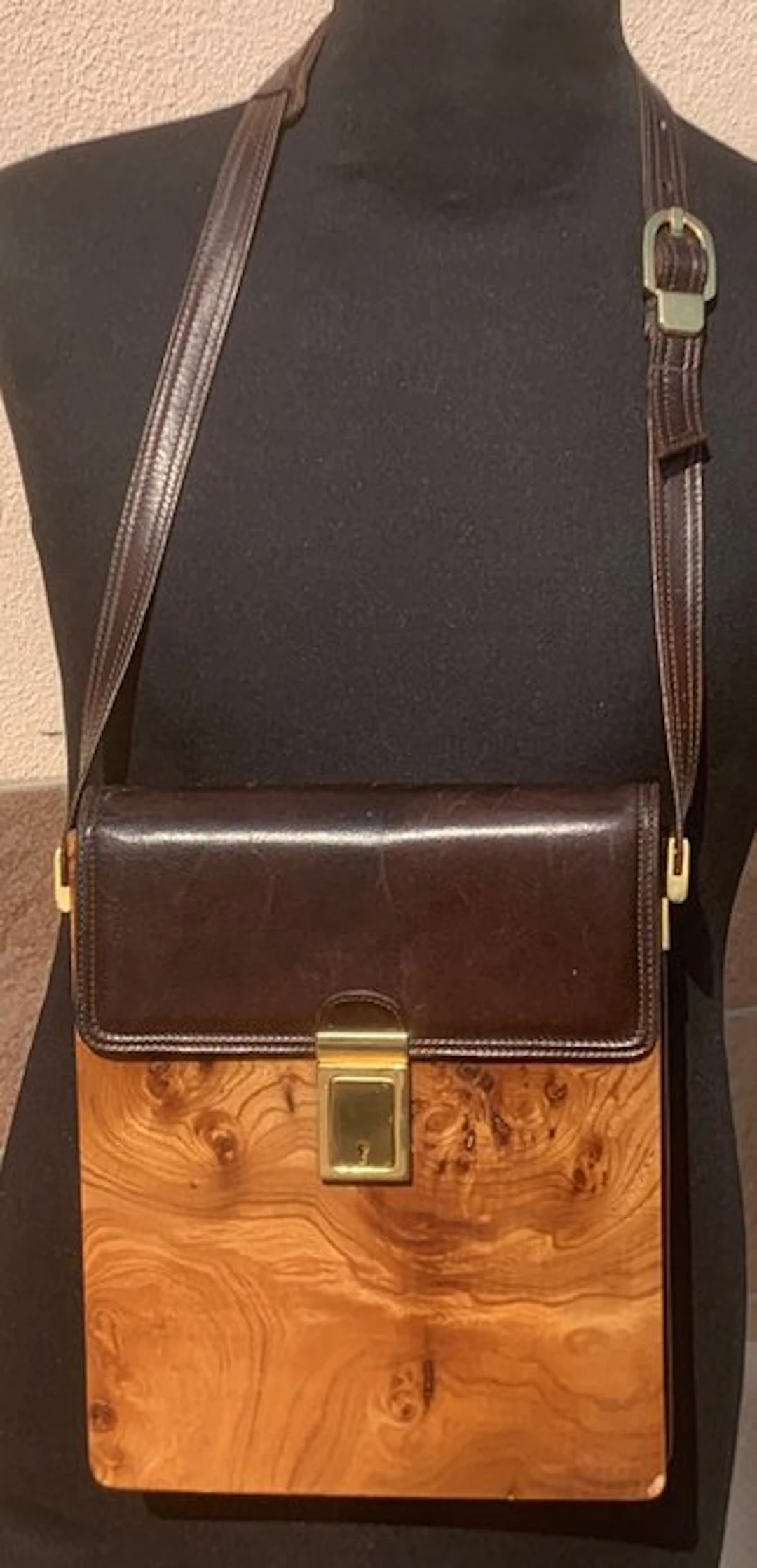 Borsello con tracolla - Radica e pelle - Shoulder bag