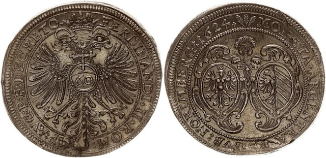 Germany, Nuremberg. –. Reichsguldiner (60 Kreuzer) 1624