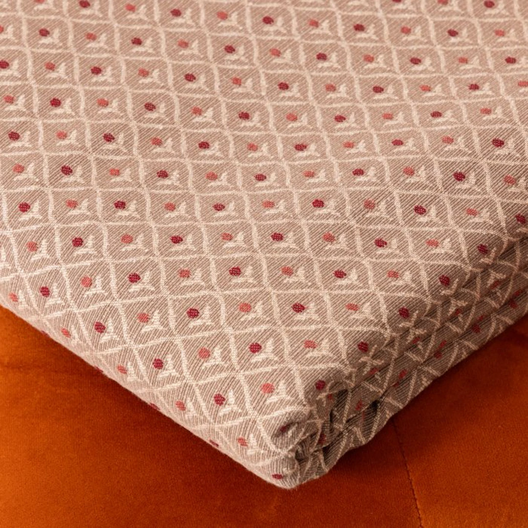 BA089 - High-Quality Gobelin Fabric – Taupe with Red and...