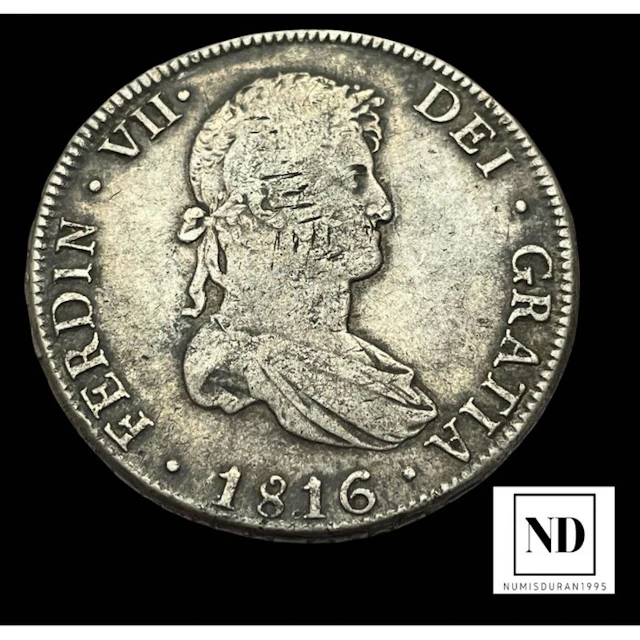 Spain. Fernando VII. 8 Reales 1816 - Potosí PJ