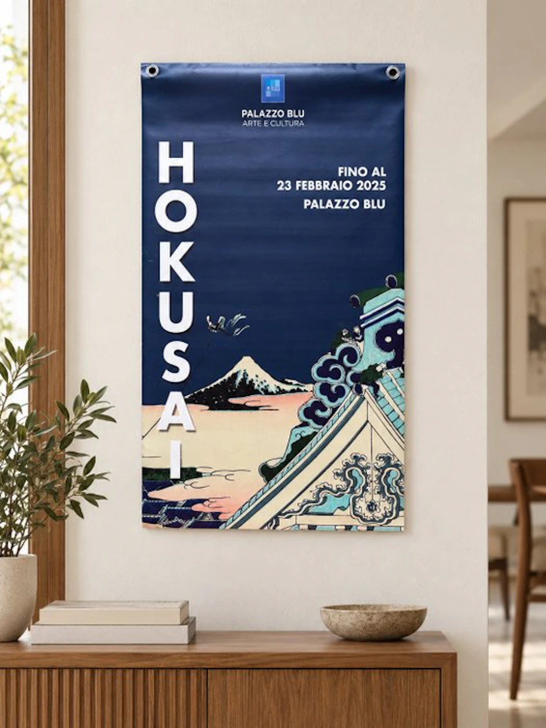 Hokusai - Originale Stendardo/poster della mostra Hokusai – Palazzo Blu