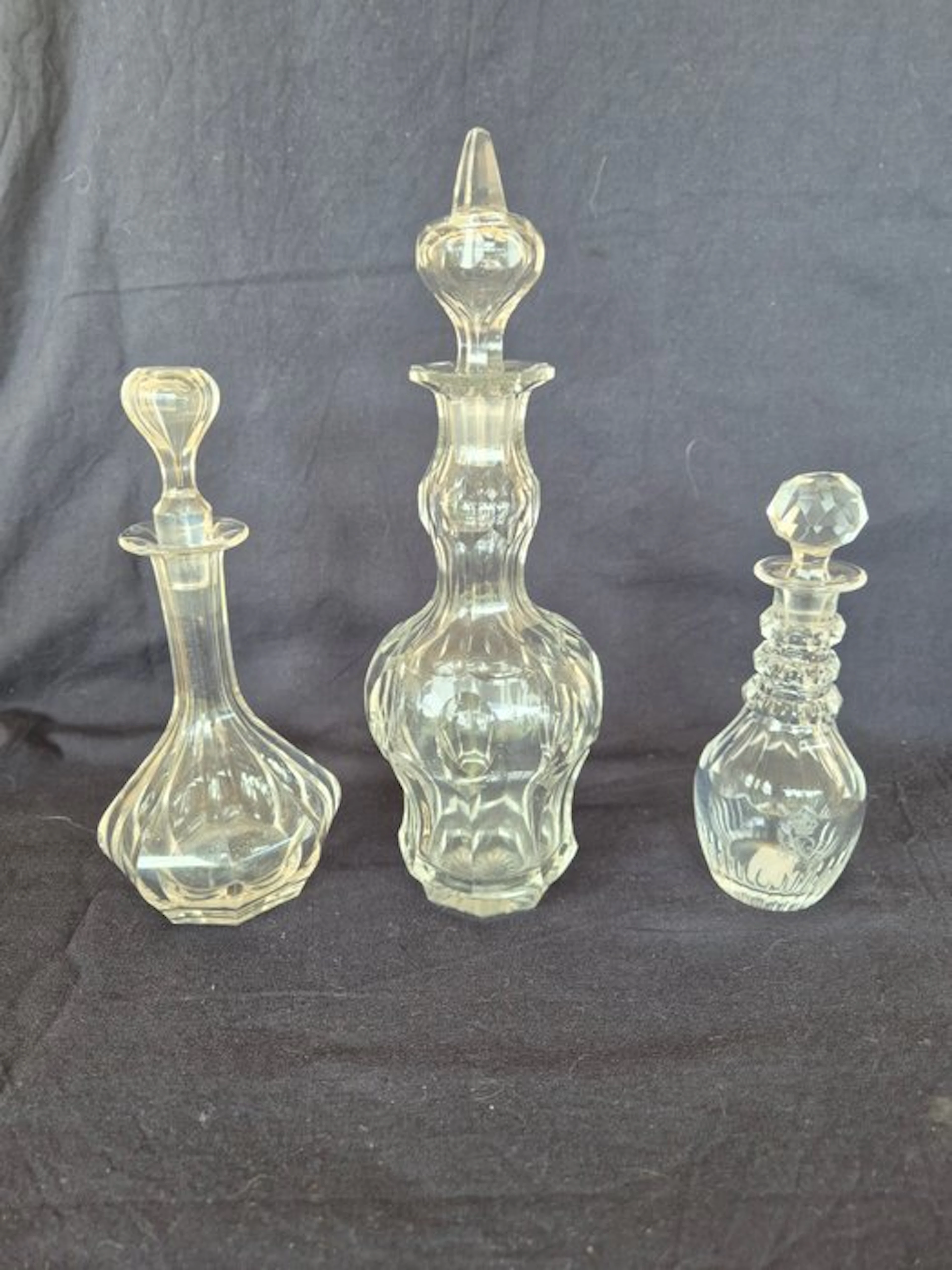 Jar (4) - Crystal - 4 antique glass carafes, Fl