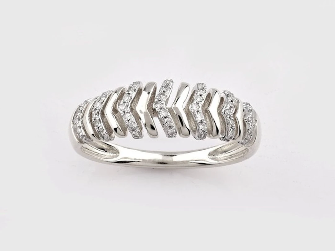 Ring - 14 kt. White gold - 0.16ct. tw. Diamond (Natural)