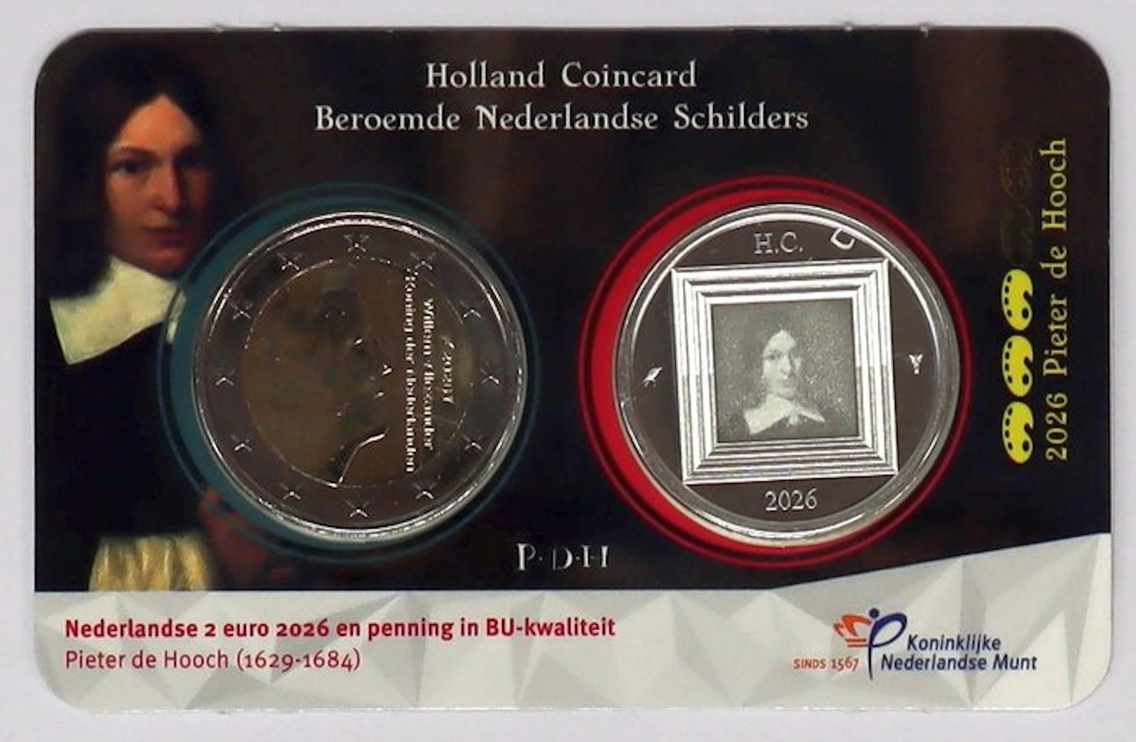 Netherlands. Coin Card 2026 "Pieter de Hooch" met zilveren penning