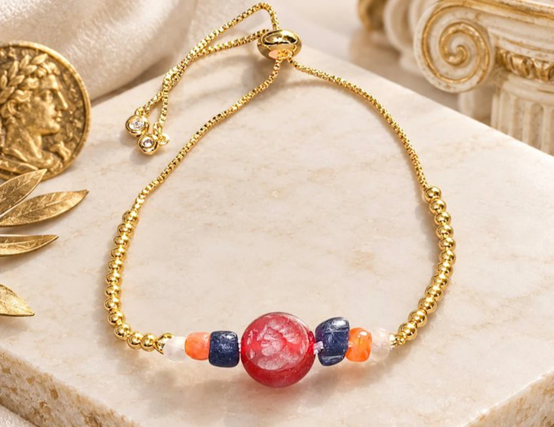 Ancient Roman Gold-plated Bead bracelet - Possible Goddess Diana