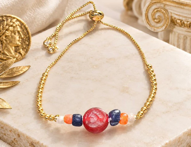 Ancient Roman Gold-plated Bead bracelet - Possible Goddess Diana