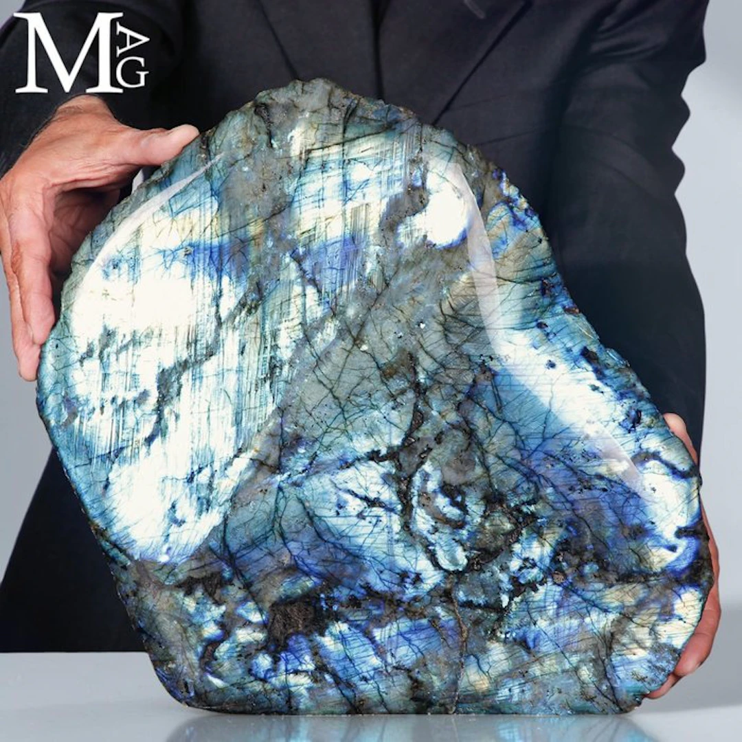 Massive Polished Labradorite with Intense Blue...