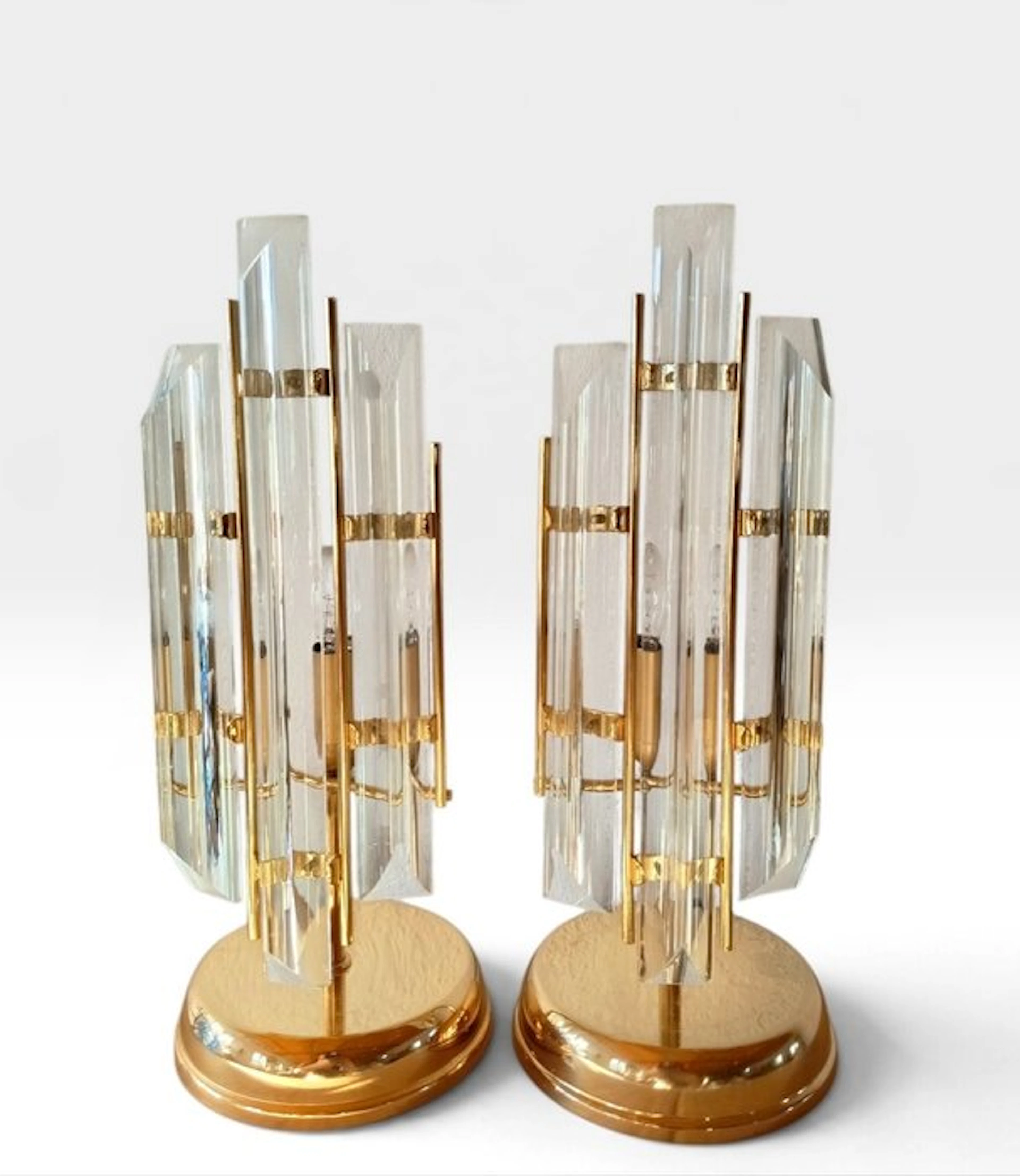 Table lamp (2) - golden metal, crystal