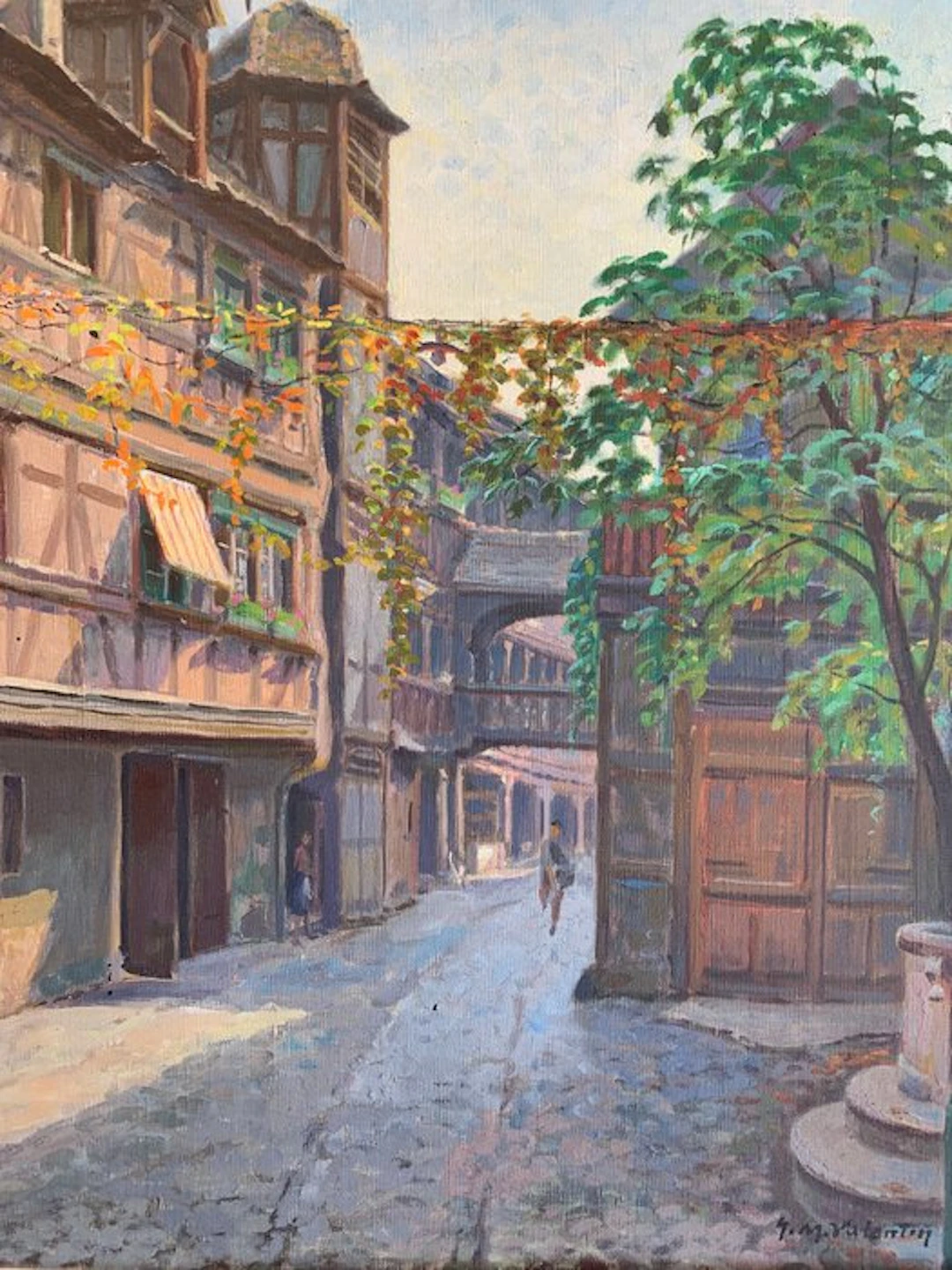 Gustave Müller-Valentin (1894-1954) - "La cour du corbeau à Strasboug"