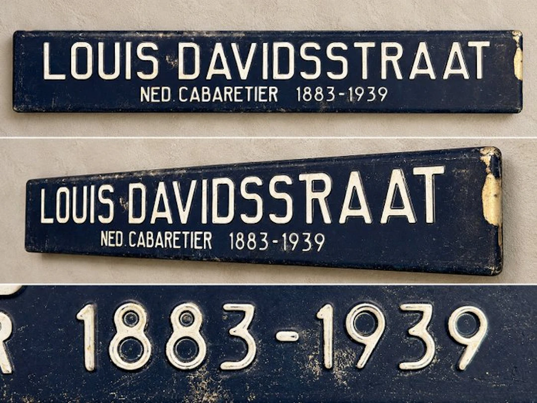 Metalen straatnaambord ‘Louis Davidsstraat’ – donkerblauw...
