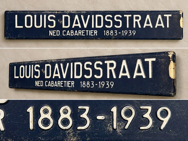 Metalen straatnaambord ‘Louis Davidsstraat’ – donkerblauw...