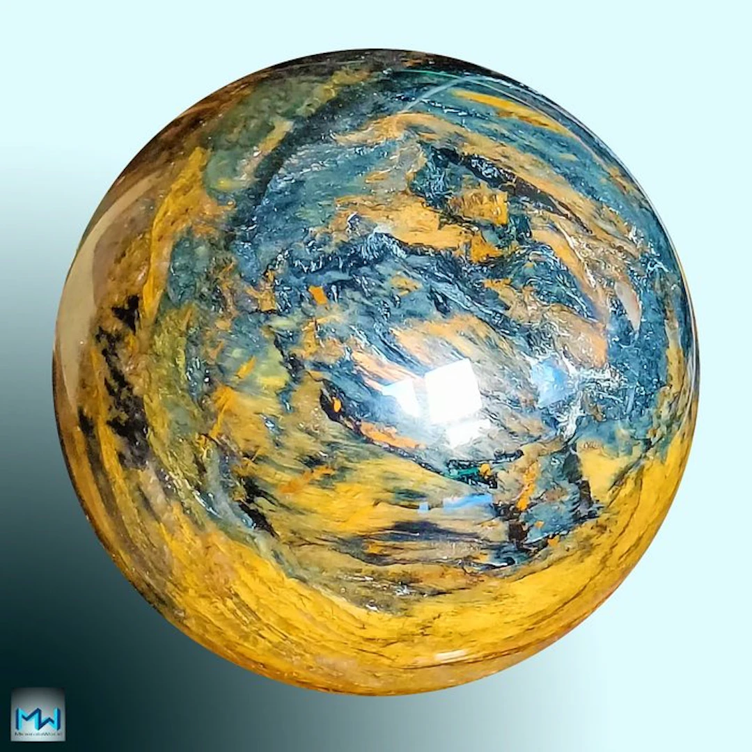 Polished Blue Pietersite Sphere from Namibia - Height: 61...