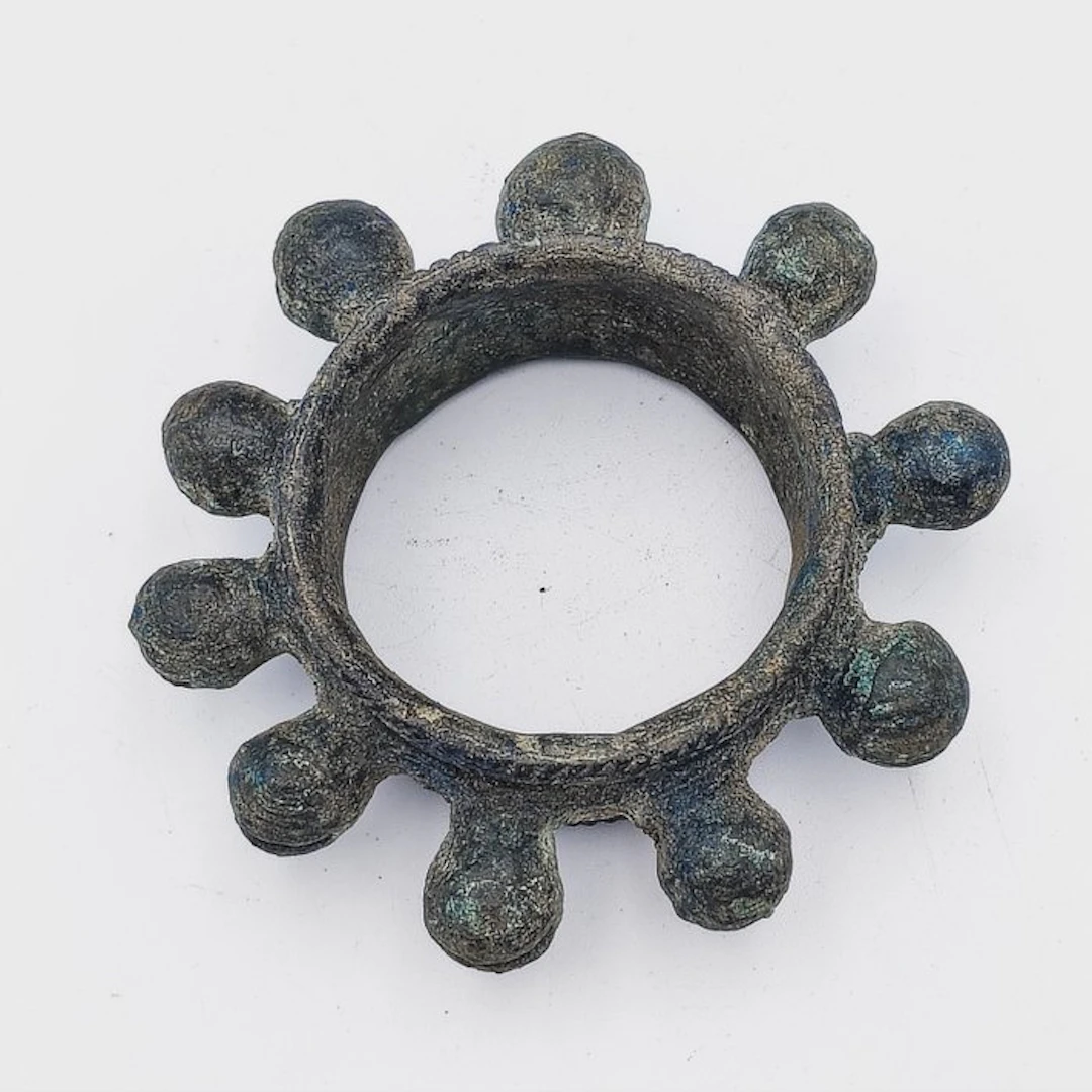Dong Son Bronze Rare Bangle w Bell Beads - 105 mm