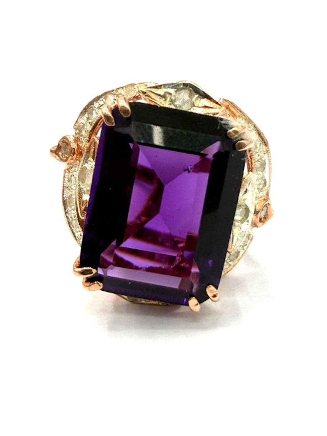 No reserve price - Ring - 9 kt. Rose gold, Silver Spinel - Diamond