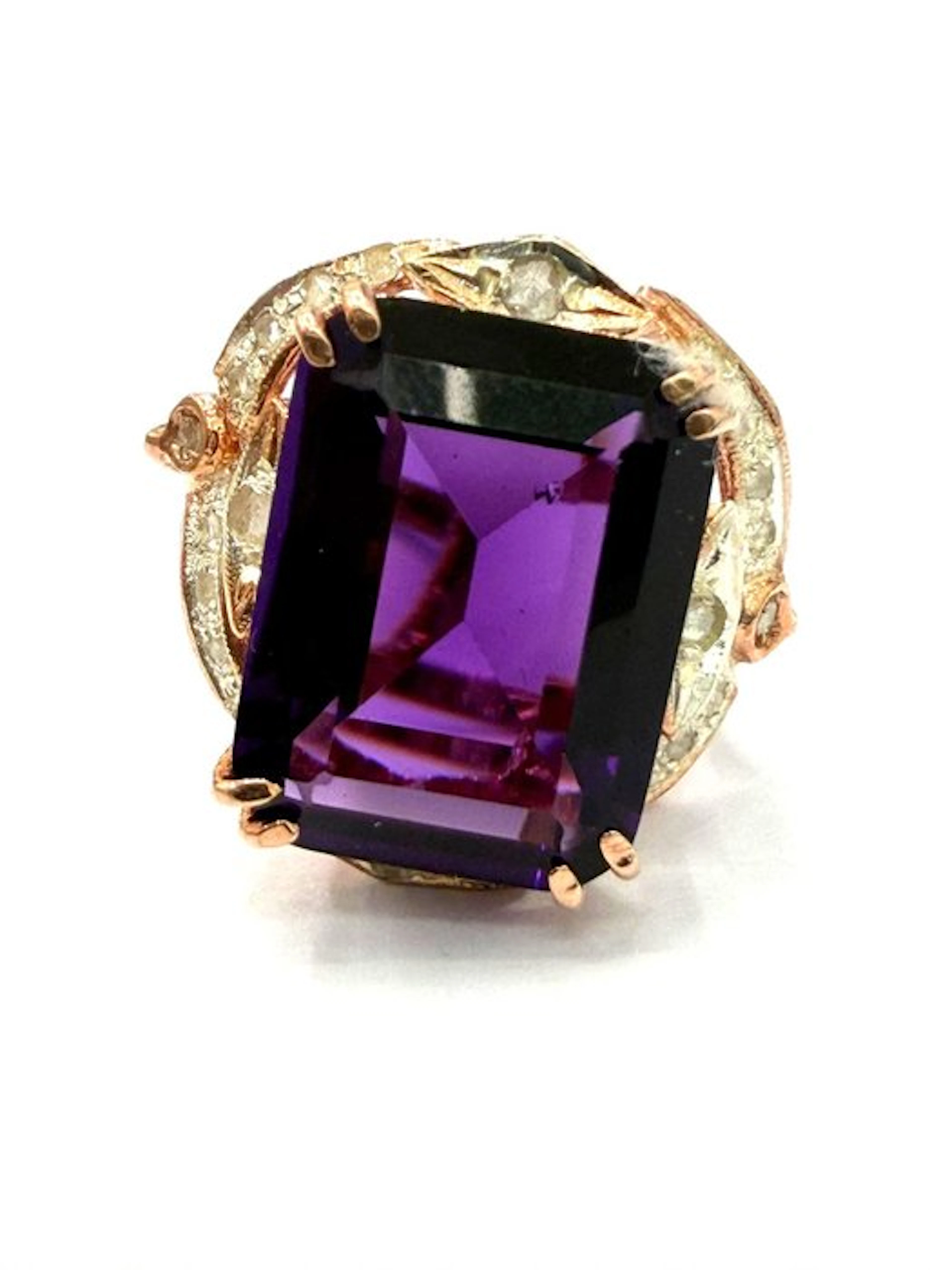 No reserve price - Ring - 9 kt. Rose gold, Silver Spinel - Diamond