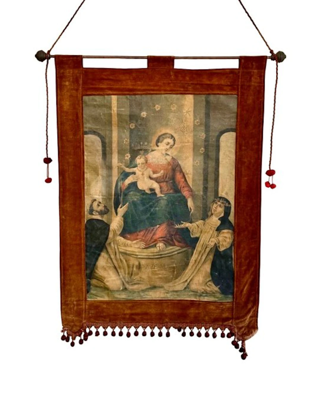 Our Lady of the Rosary of Pompeii - 96 x 66 cm - Tapestry - Antique Banner