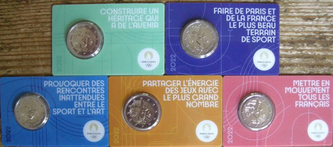 France. 2 Euro 2022 "Olympic Games Paris 2024" (5 coincards) (No reserve price)