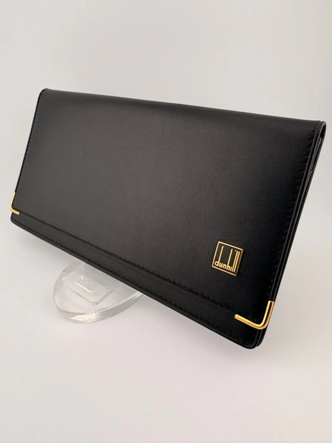 Alfred Dunhill - Black Leather Long Wallet with Gold Details - Purse