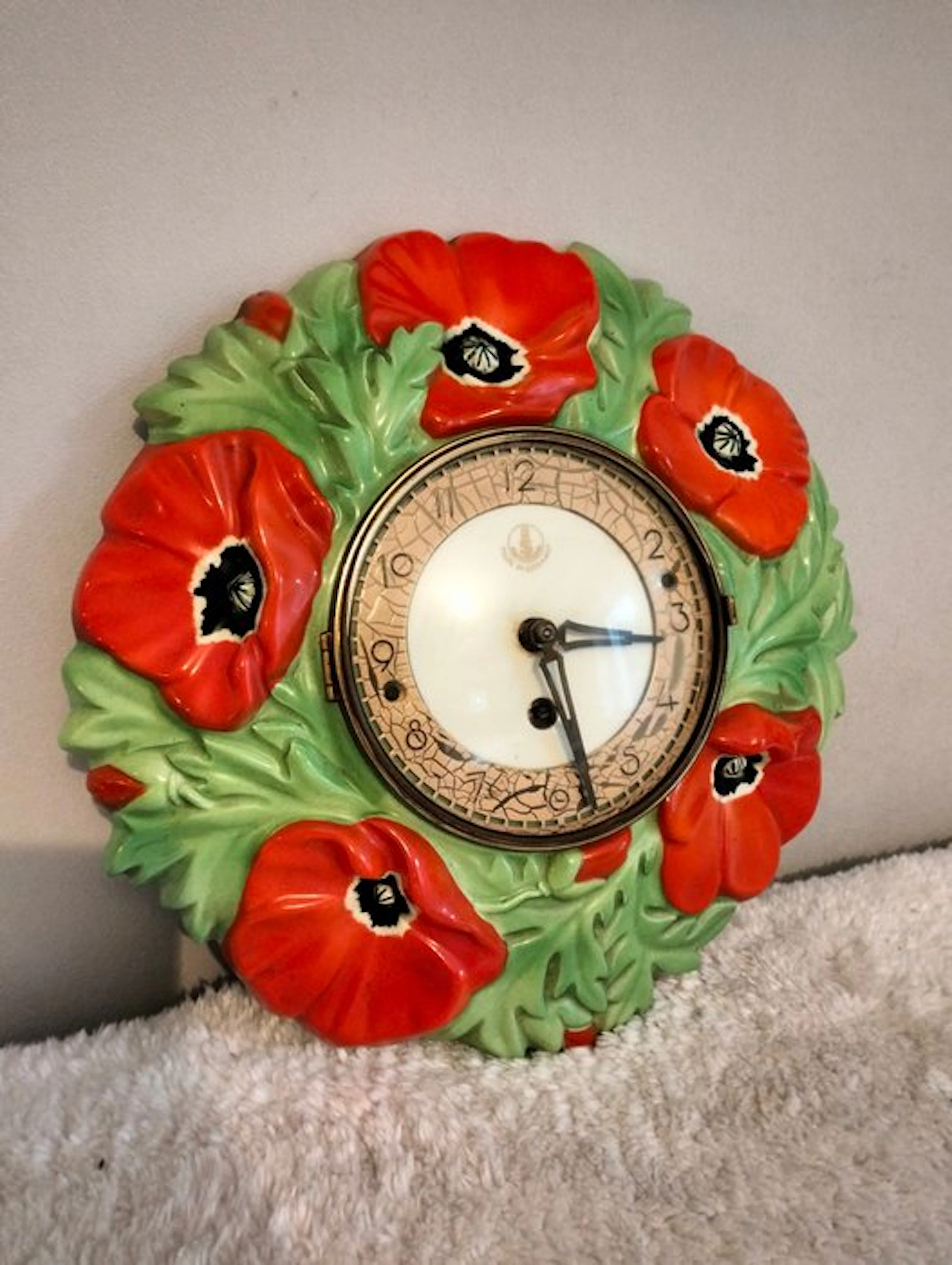 Wall clock - Horloge murale ancienne en céramique –...