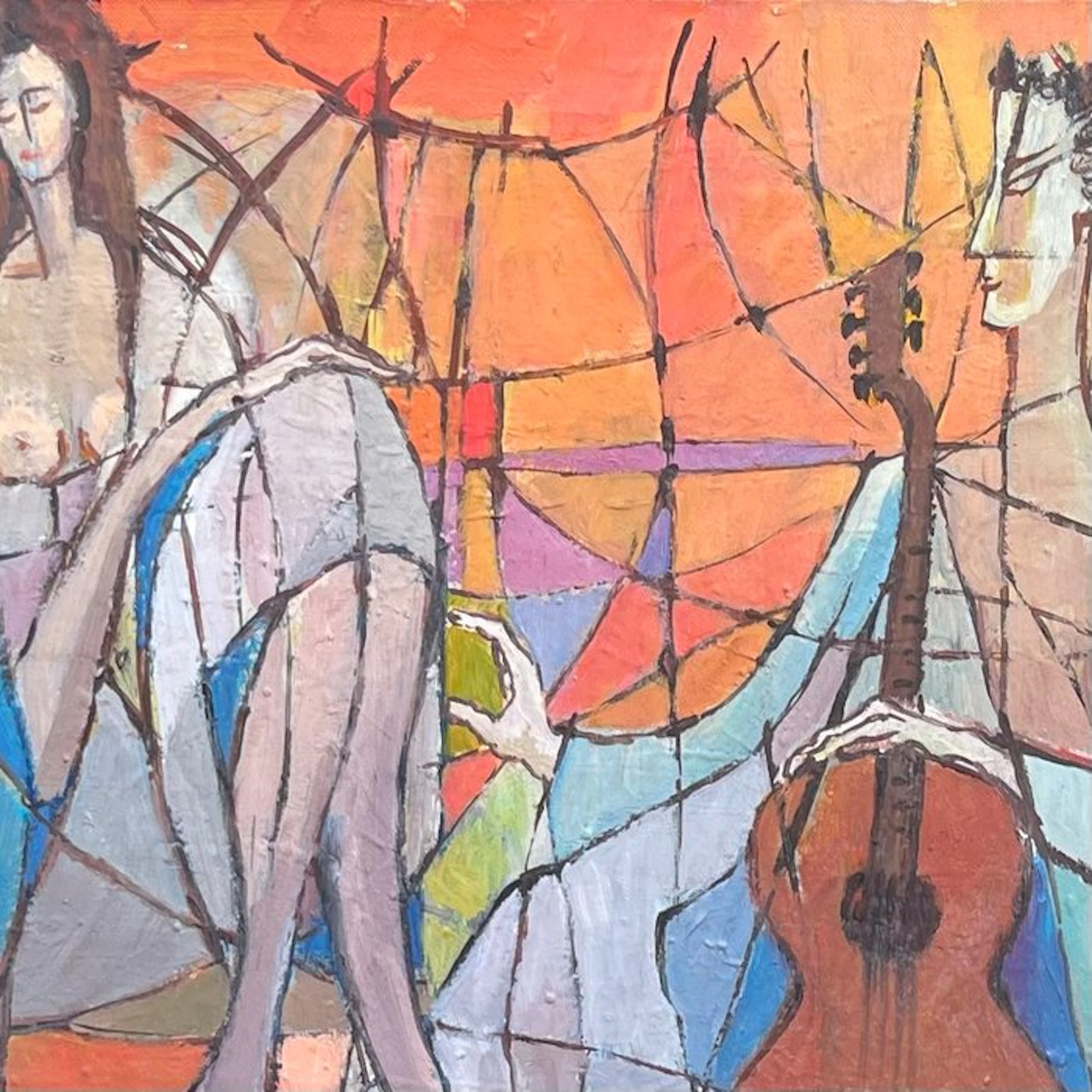 French school (XX) - Femme seins nus et violoncelle...