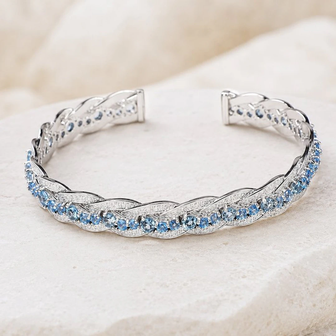 No reserve price - Bracelet Silver - Topaz - Certified