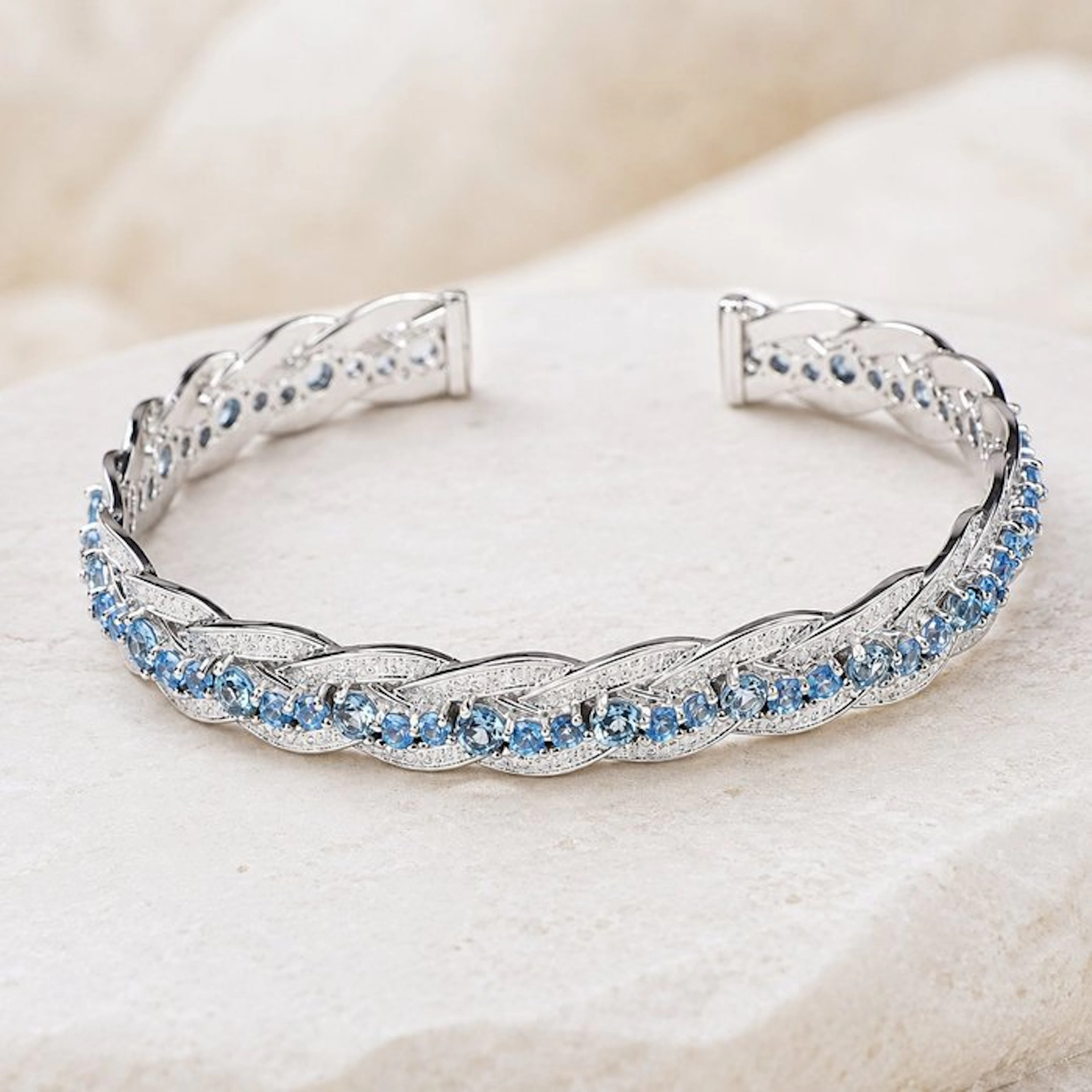 No reserve price - Bracelet Silver - Topaz - Certified