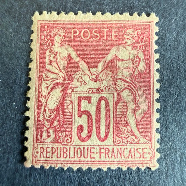 France - Yvert 104 “Sage 50c rose” type I in mint * with hinge. Very Fine.
