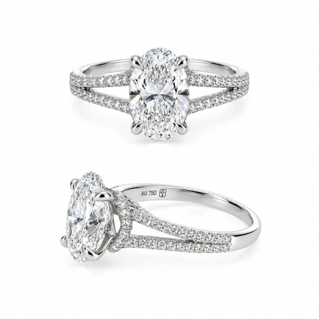 Ring - 18 kt. White gold - 3.02ct. tw. Diamond (Lab-grown) - Diamond