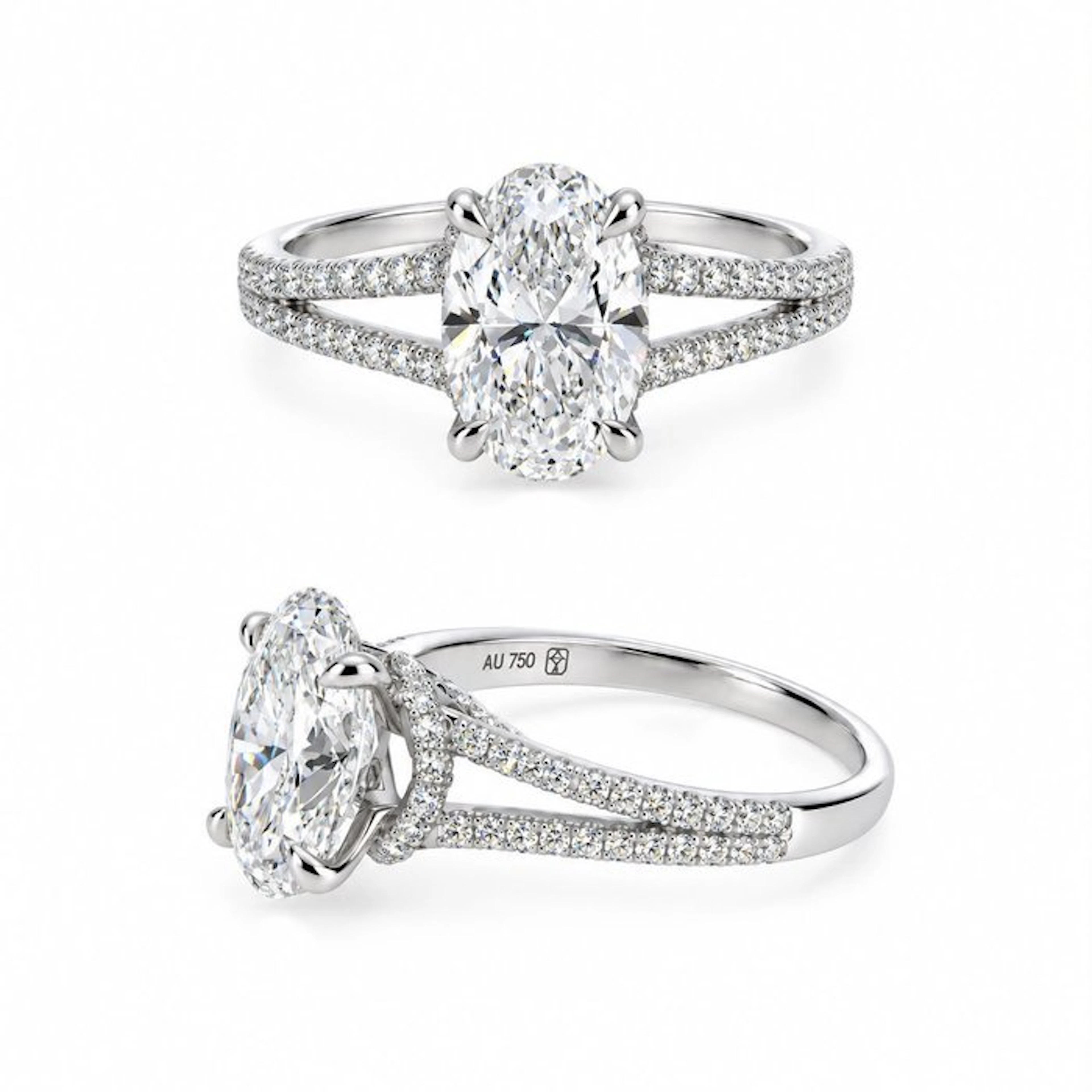 Ring - 18 kt. White gold - 3.02ct. tw. Diamond (Lab-grown) - Diamond