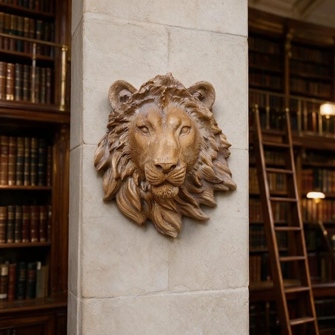 Sculpture, Decorazione Testa di Leone - 24 cm - Cast Stone