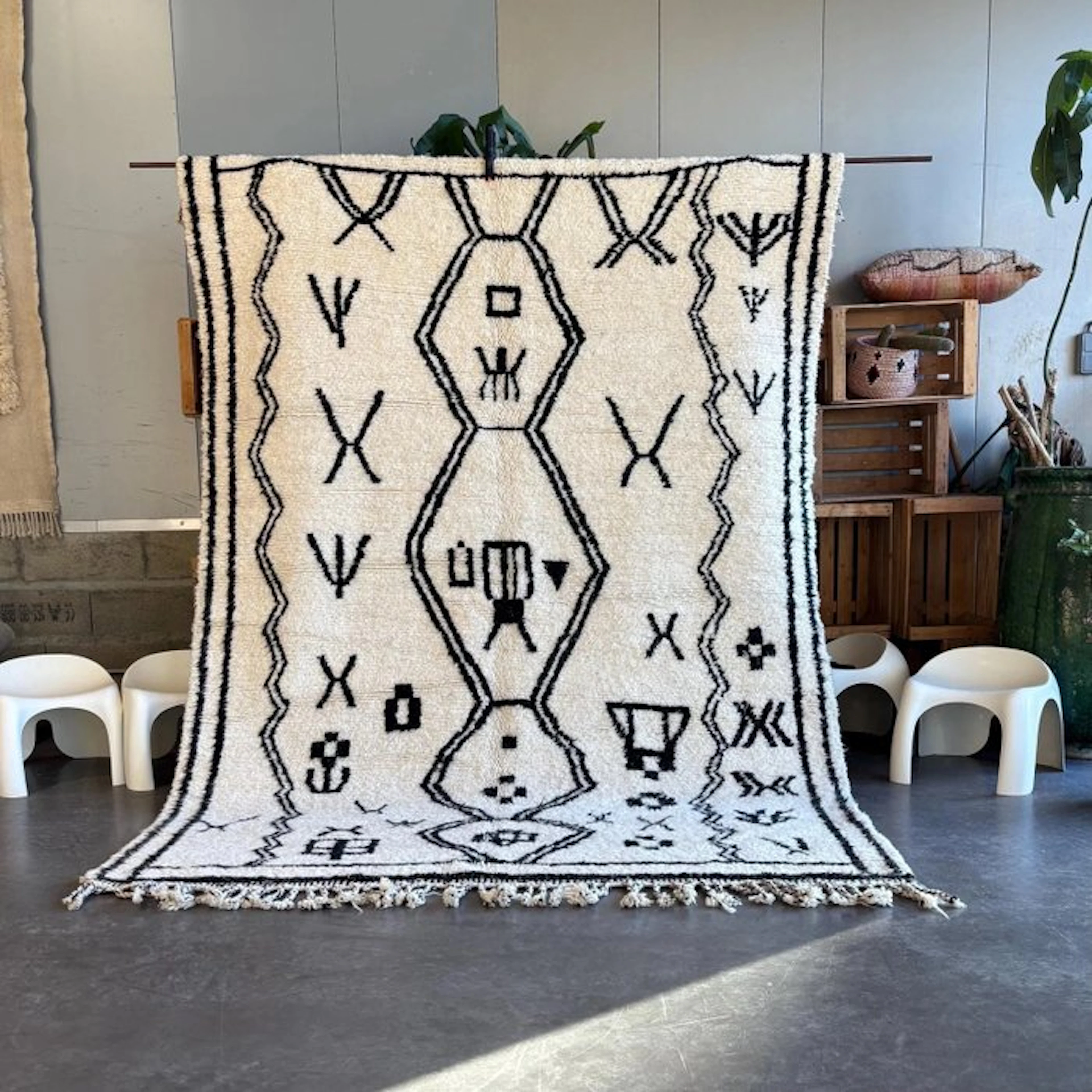 Moroccan Beni ourain Wool Rug - Rug - 300 cm - 200 cm
