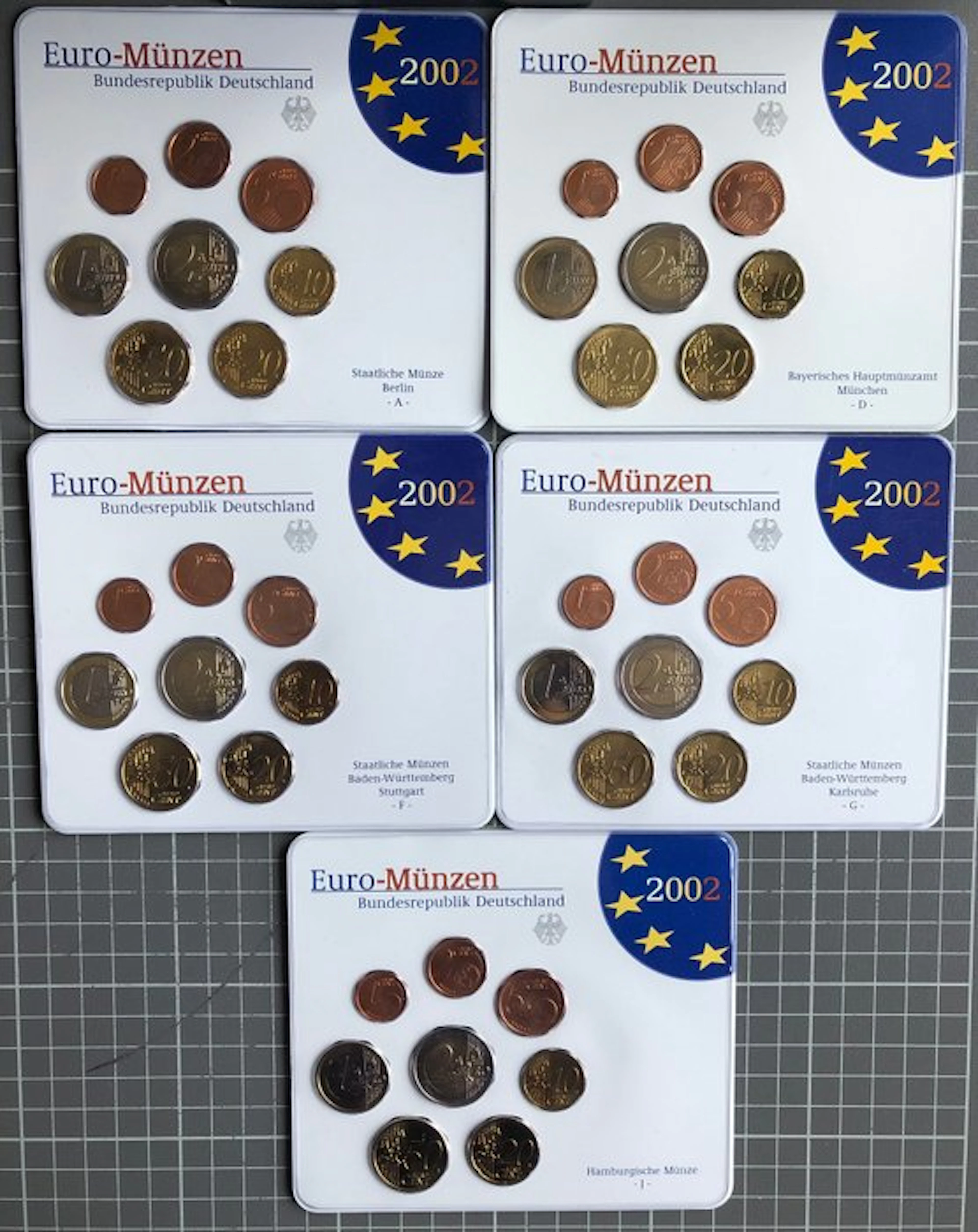 Germany. Year Set (BU) 2002 "A,D,F,G,J" (5 sets) (No reserve price)