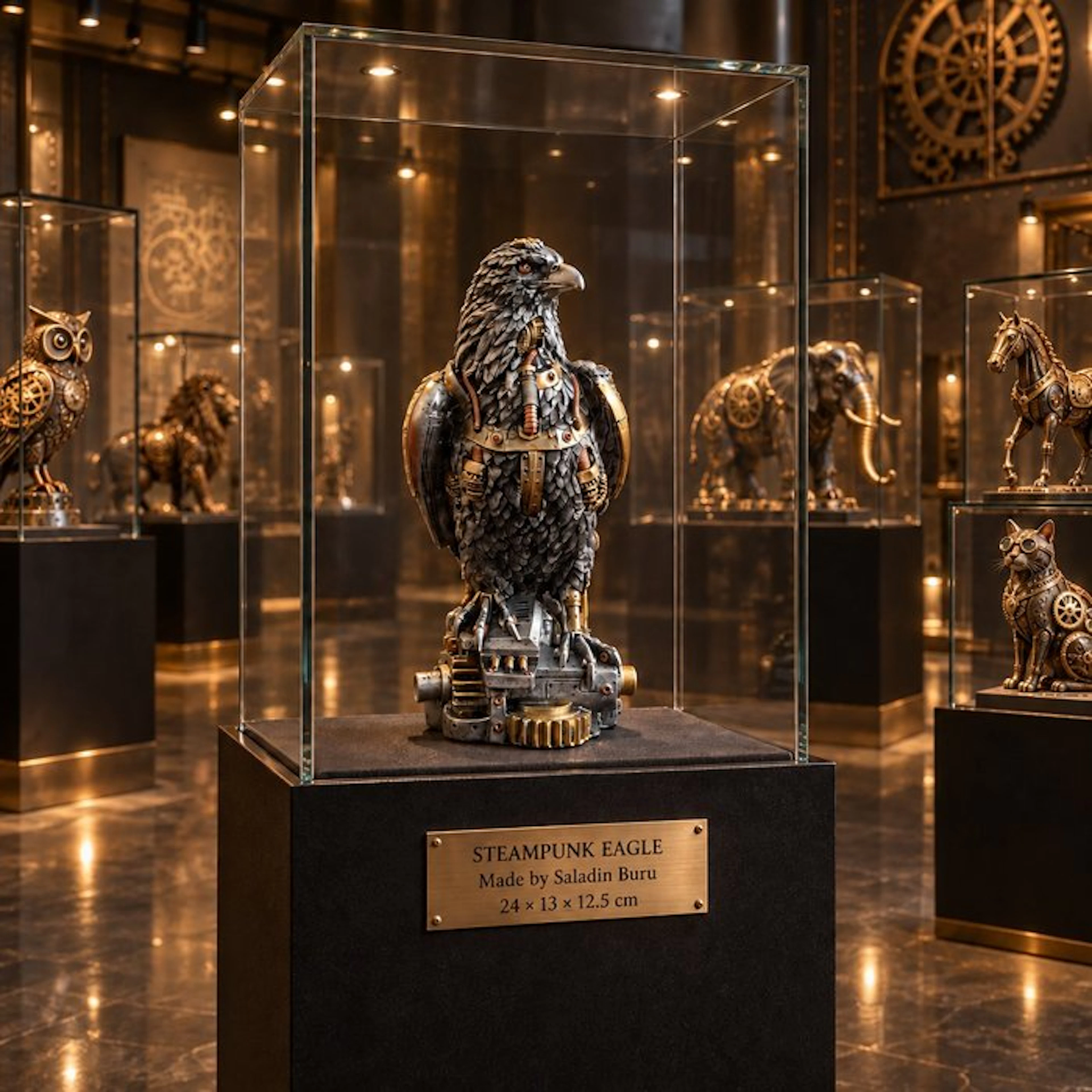Saladin Buru - Statue, ***STEAMPUNK EAGLE*** - 24 cm - high-quality resin