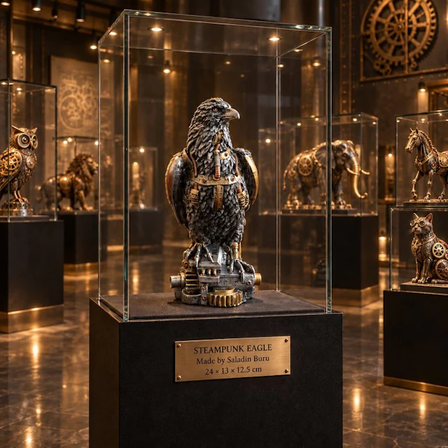 Saladin Buru - Statue, ***STEAMPUNK EAGLE*** - 24 cm - high-quality resin