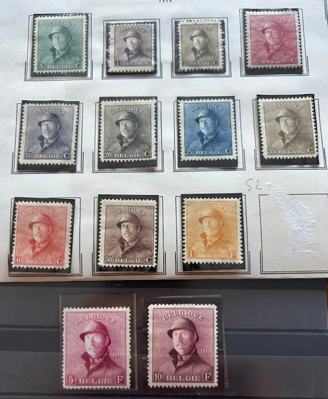 Belgium 1919 - Albert I "Helm" - Complete set with...