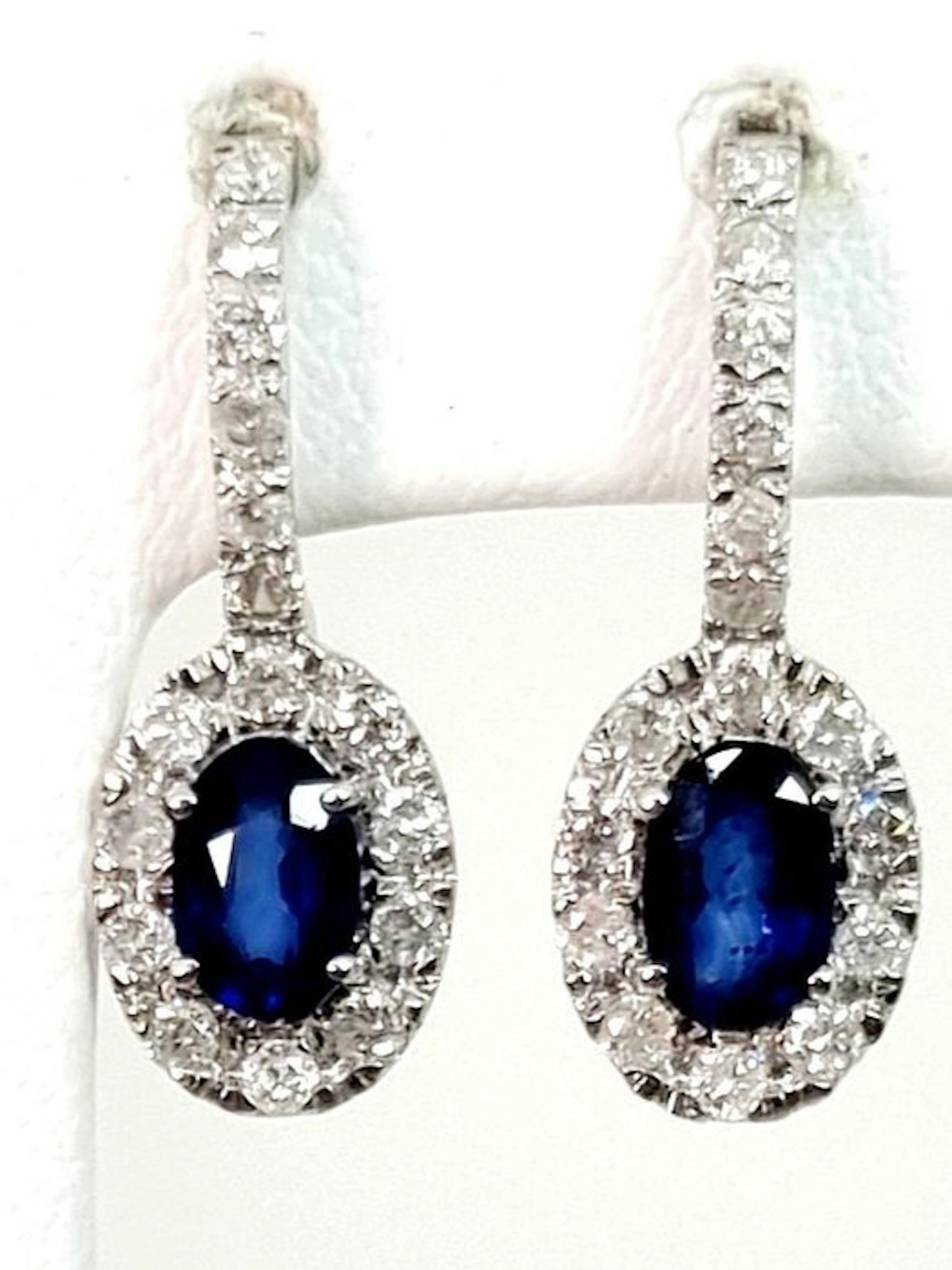 Earrings - 18 kt. White gold Sapphire - Diamond
