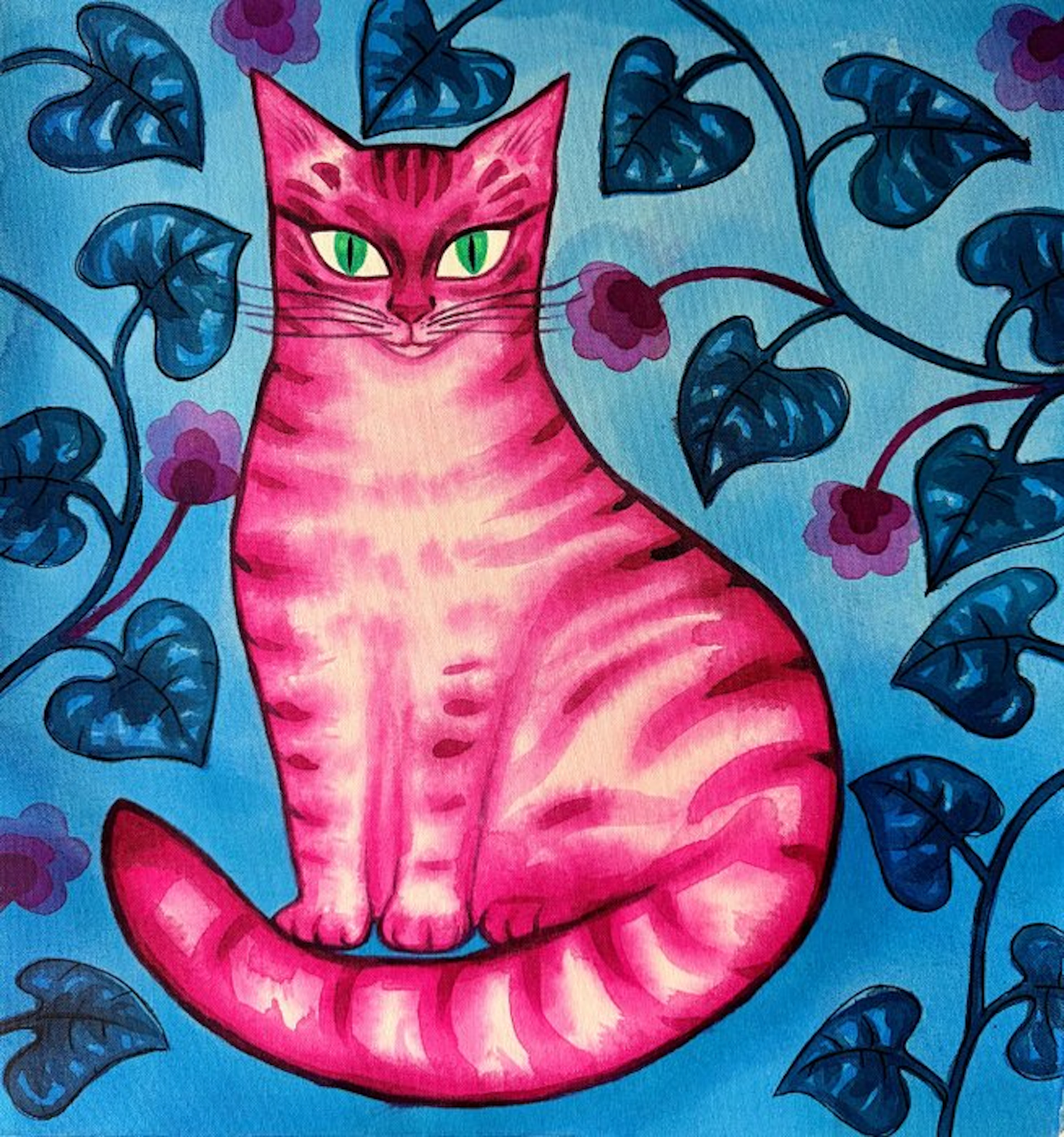 Niurka Moreno Leyva - "Jardín azul con gata rosa" NO Reserve