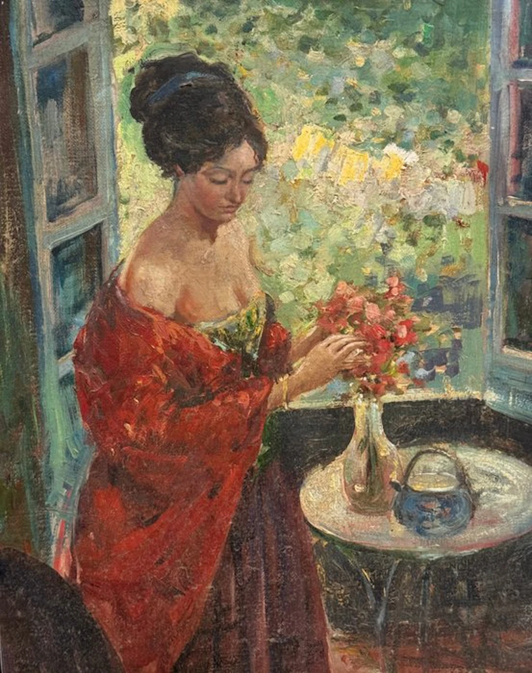 Italian school (XX) - Fanciulla in Interno