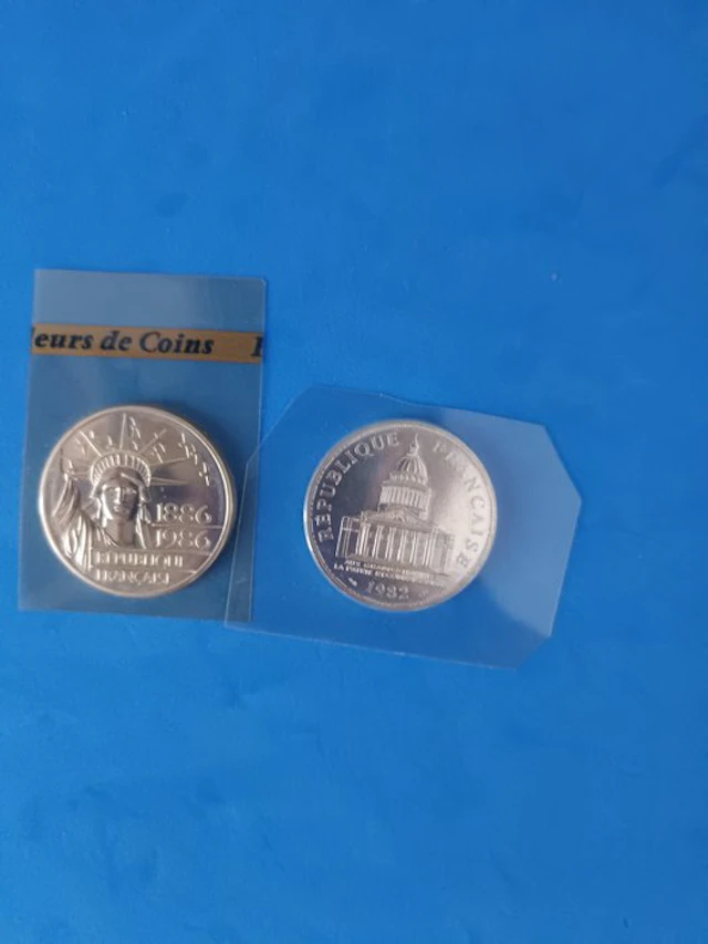 France. 100 Francs 1982 et 1986 (lot de 2 monnaies en argent) (No