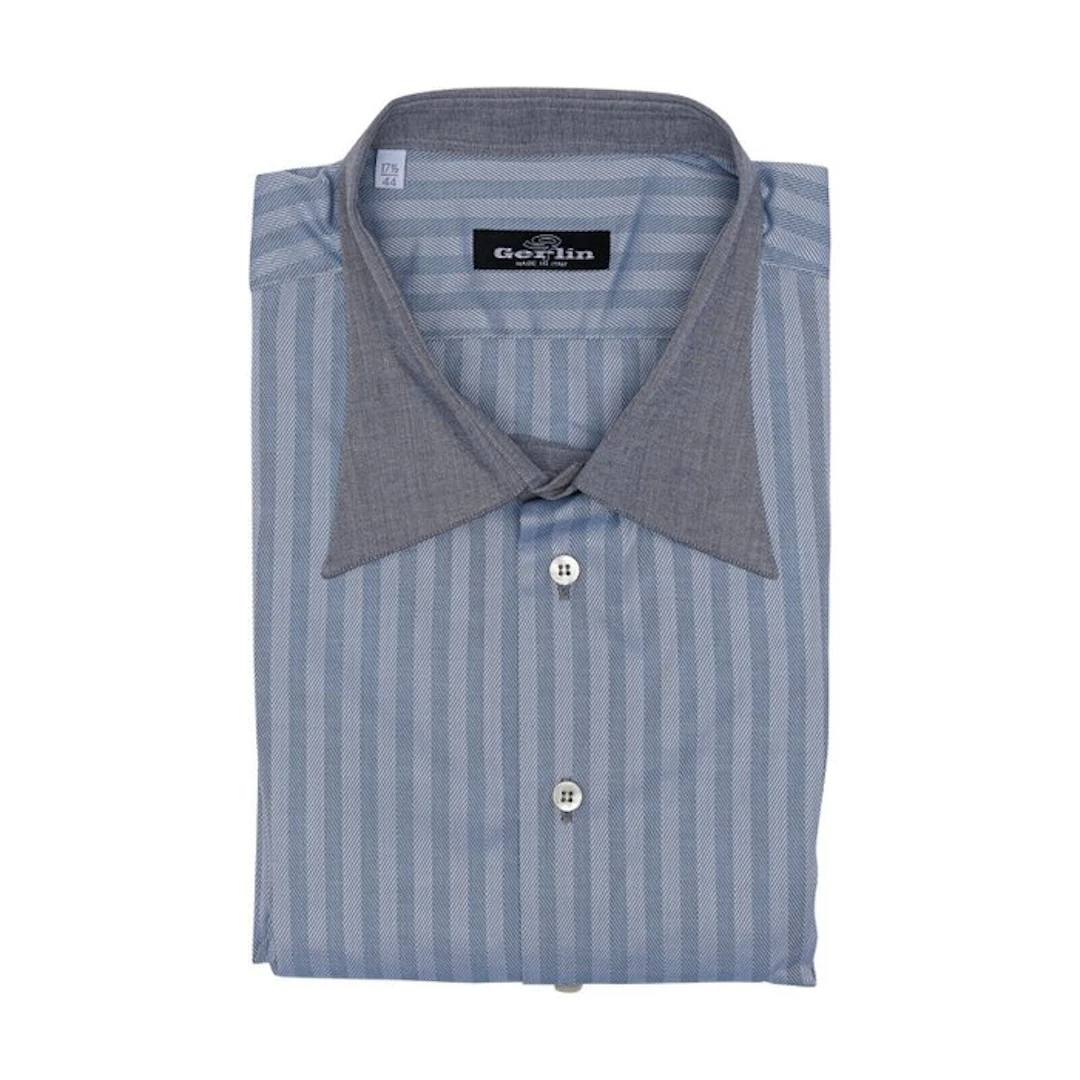 GERLIN - 17 / 43 - Shirt Herringbone Blue ALUMO SWISS...