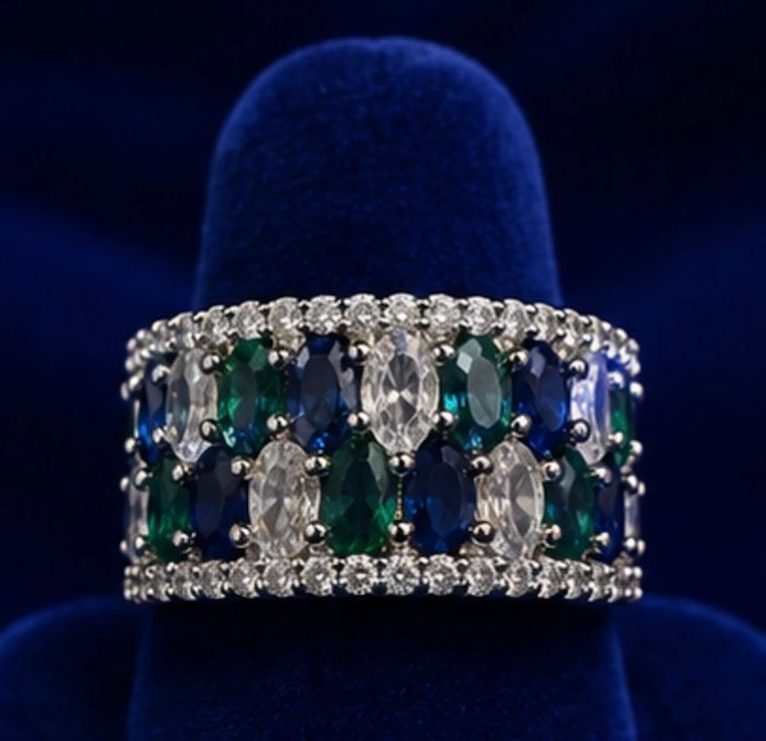 Opulent Midnight Garden Gemstone 925 Sterling Silver Ring - Ring