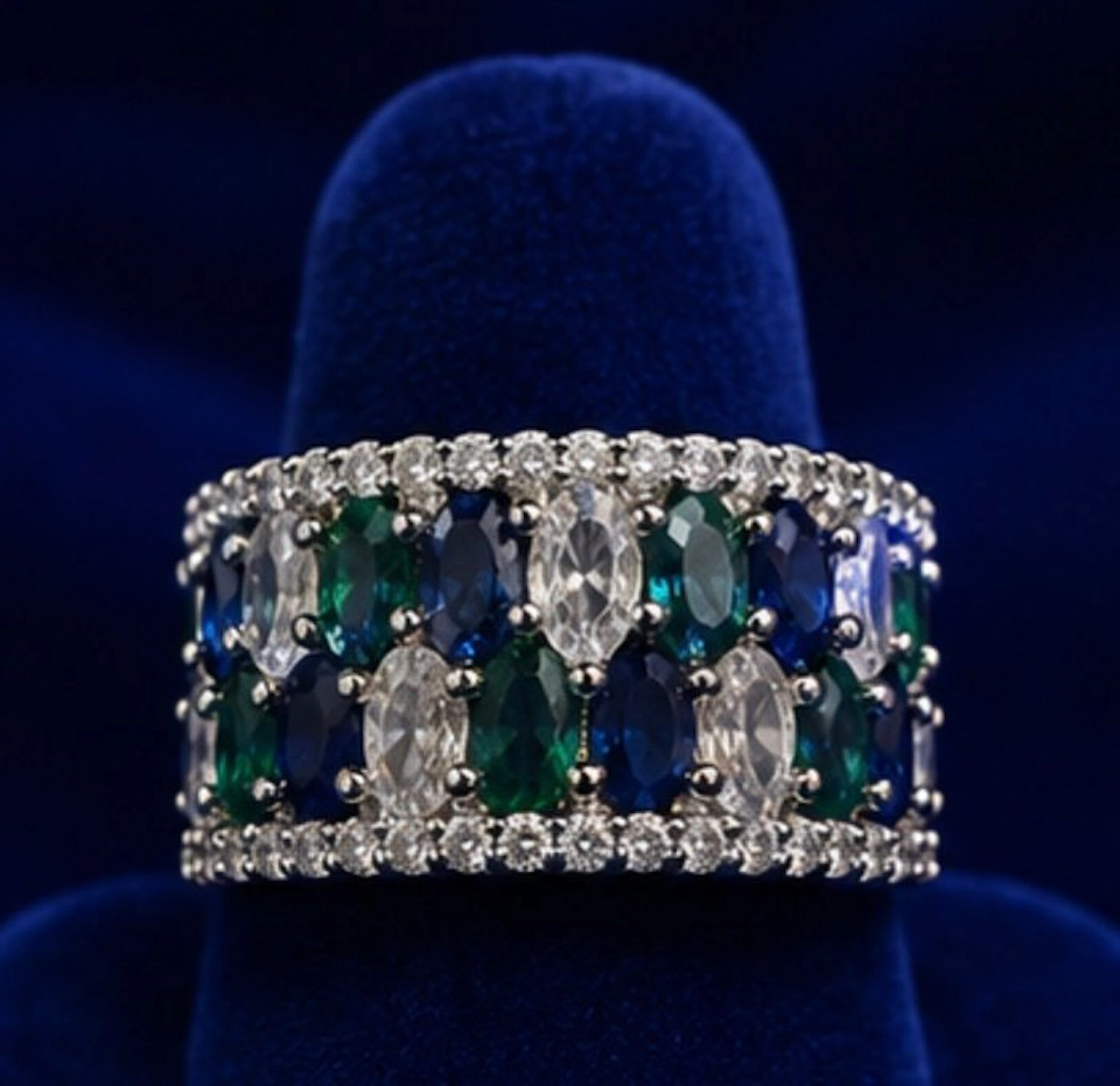 Opulent Midnight Garden Gemstone 925 Sterling Silver Ring - Ring
