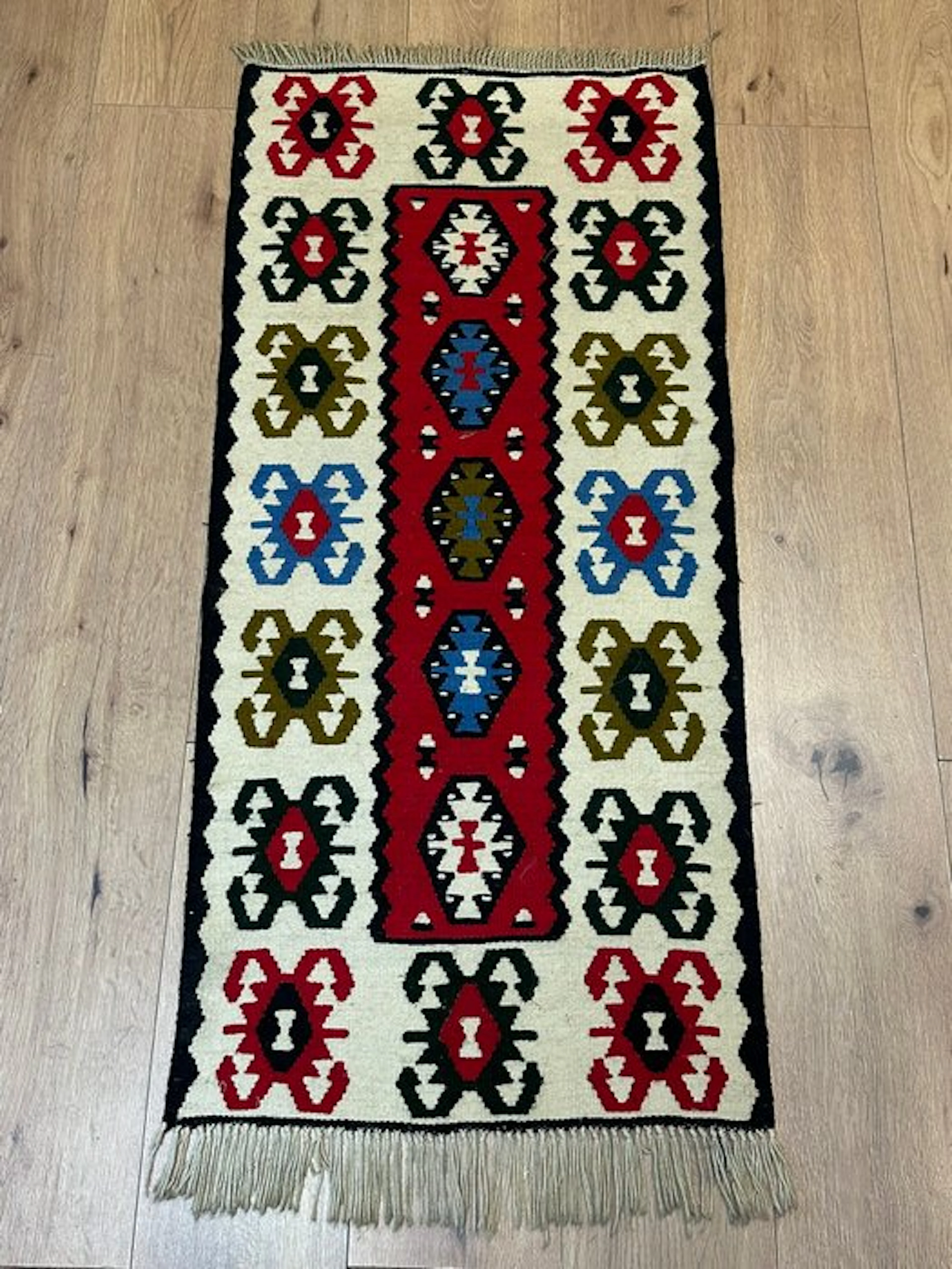 Hand-knotted Oriental Kilim in traditional Anatolian...