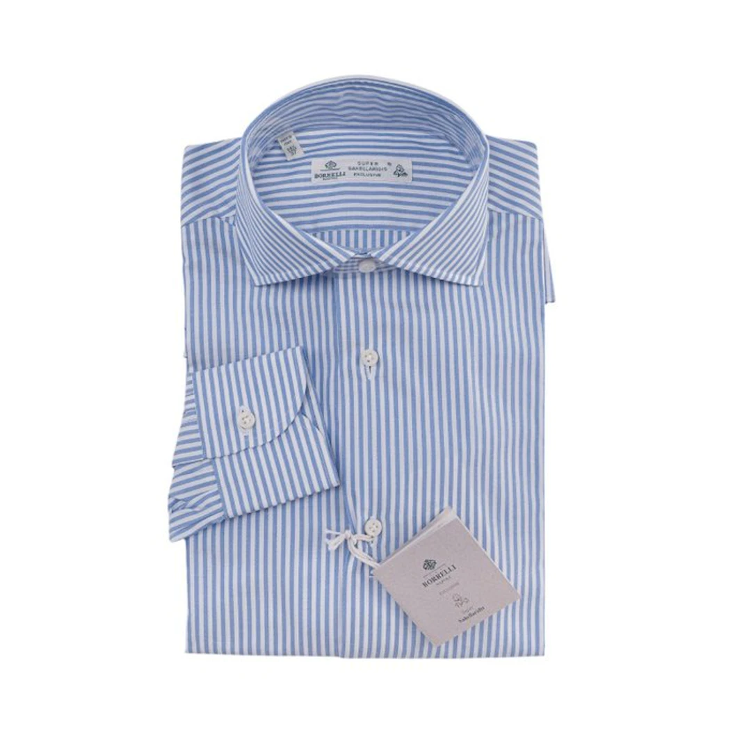 LUIGI BORRELLI NAPOLI - Size 14.5 - 37 (S) - Shirt Blue...