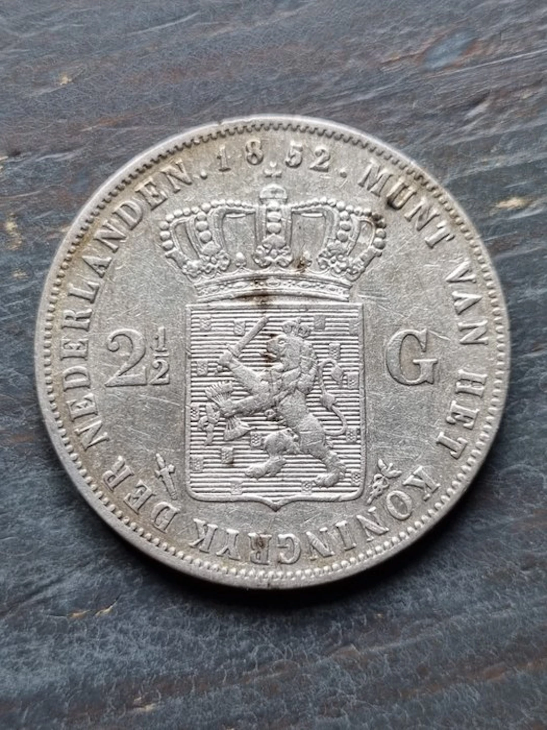 Netherlands. Willem III. 2 1/2 Gulden 1852 type a (No reserve price)