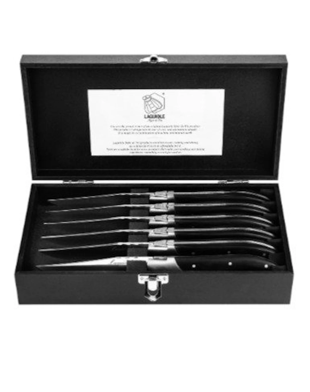 Laguiole - 6x Luxury Steak Knives - Black Ebony Wood...